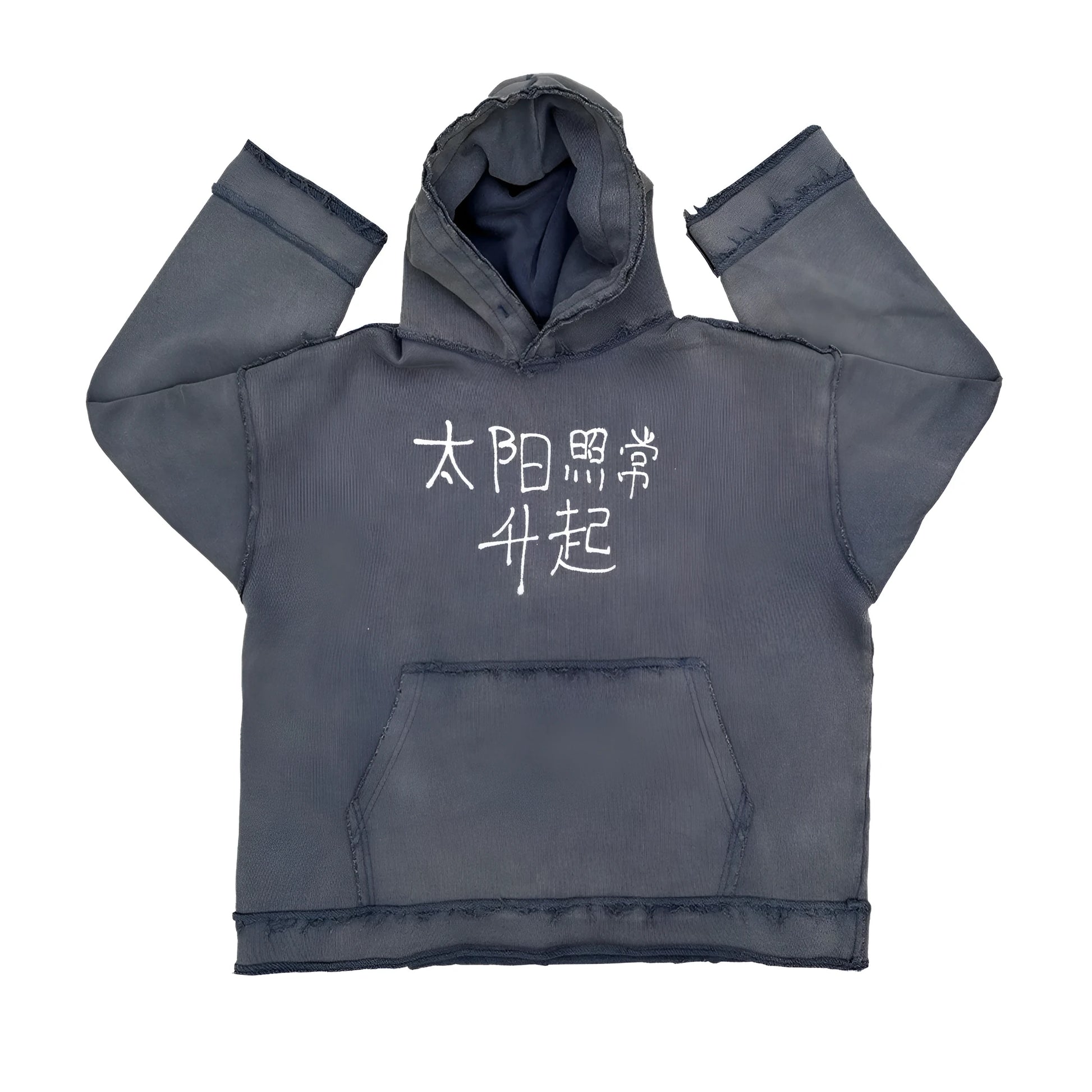 The Sun Also Rises dark blue men's hoodie sweater on a model