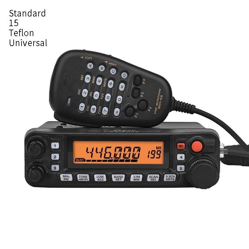 High-power car interphone walkie-talkie for vehicles with 507 antenna and choice of mounting clamps.
