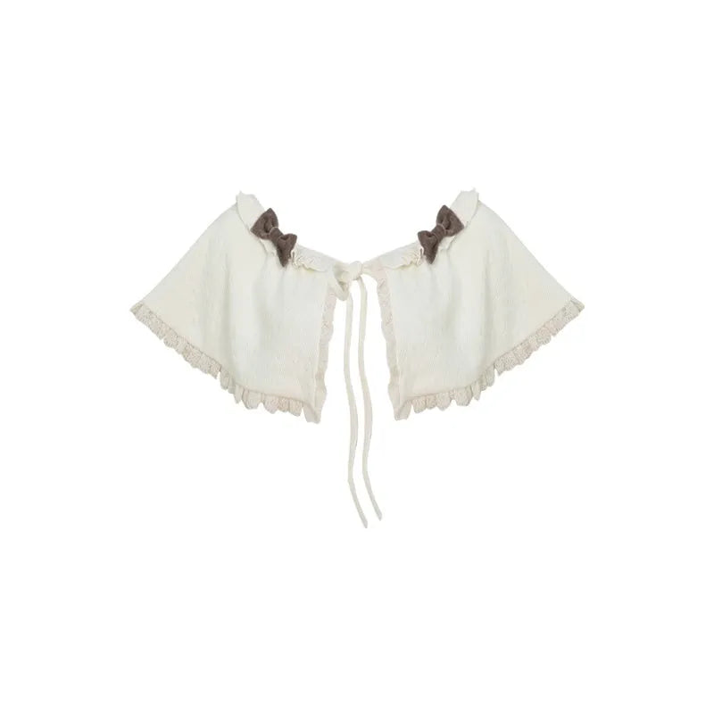 Apricot knitted top, brown hip skirt, and apricot shawl three-piece set in sizes S, M, XS