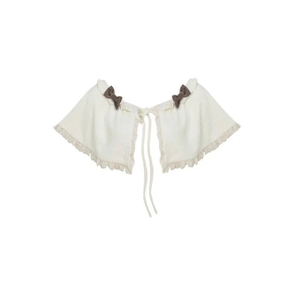 Apricot knitted top, brown hip skirt, and apricot shawl three-piece set in sizes S, M, XS