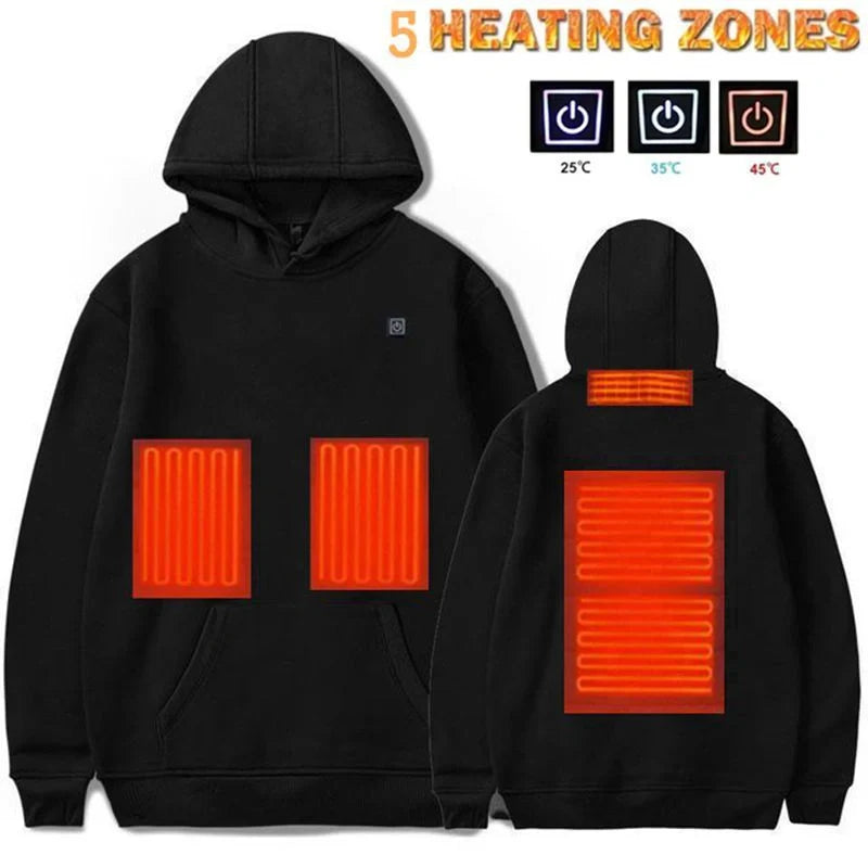 2024 Outdoor Electric USB Heating Jacket in black and grey with adjustable heat settings