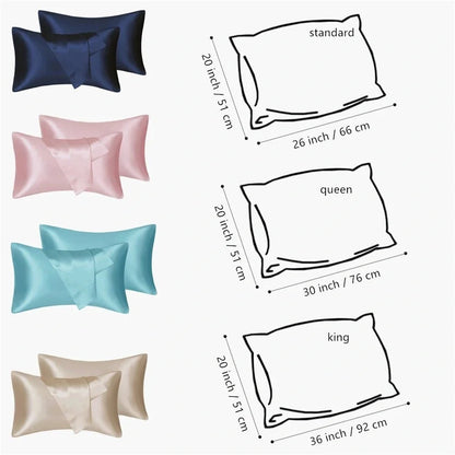 75D Satin Artificial Silk Pillowcase in various colours and sizes