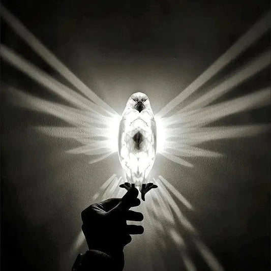 Captivating 3D printed animal wall lamp with eagle silhouette design, casting mesmerizing light and shadow effects