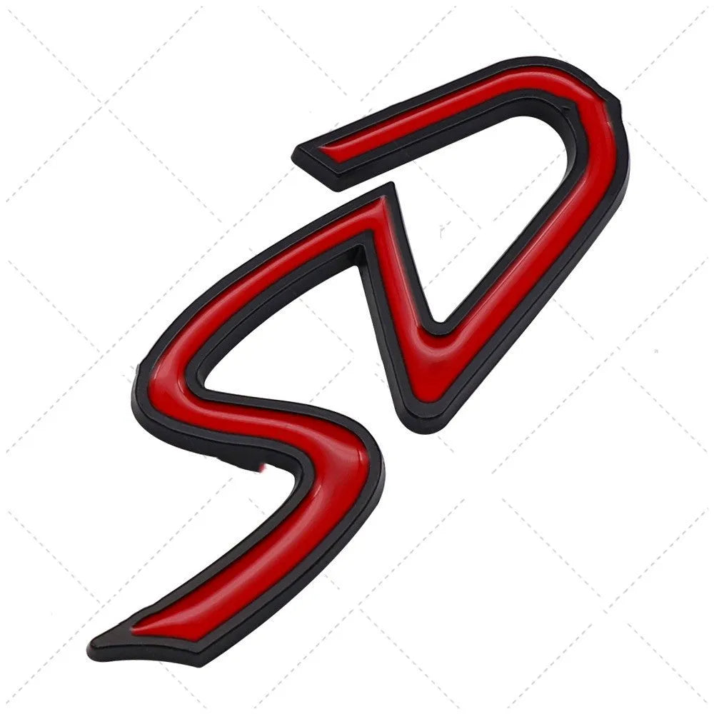 SD and D pattern metal car stickers in red silver and red black colours for vehicle bumper decoration