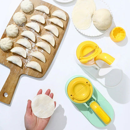 Green plastic dumpling wrapper press machine measuring 25.5cm with moulding mechanism