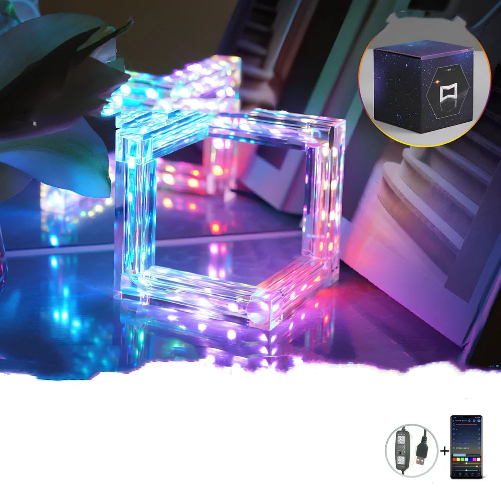 Acrylic Bluetooth desk lamp with compact 12cm design and intelligent lighting control featuring six light modes