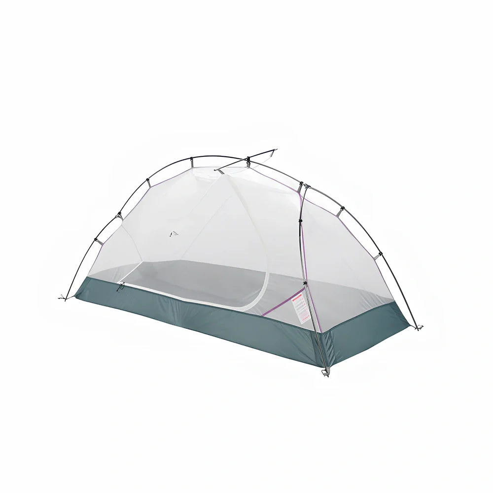 White double-layer camping tent with aluminium alloy poles and ventilation windows