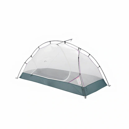 White double-layer camping tent with aluminium alloy poles and ventilation windows