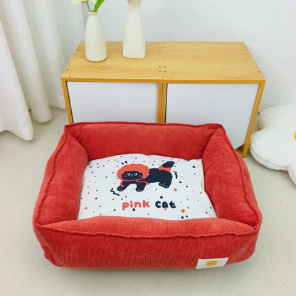 Cotton dog nest bed in light blue colour with soft velvet material and PP cotton filling
