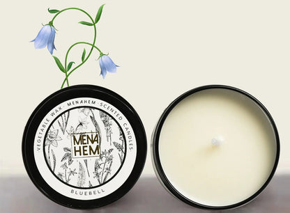 Black tin soybean wax candle measuring 6cm diameter with smokeless burning and botanical fragrance options