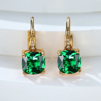 Square geometric ear clip with moissanite stones and electroplated gold finish