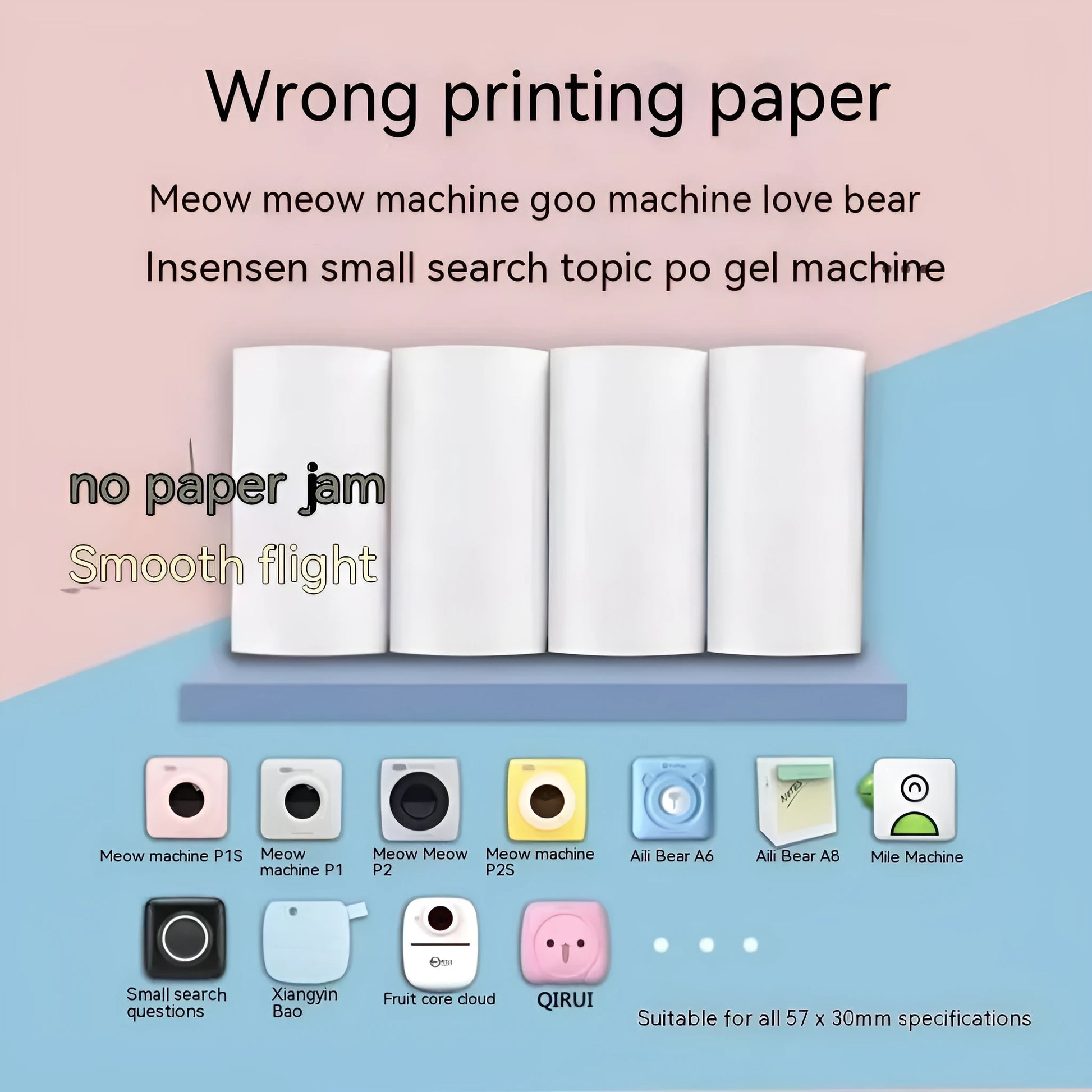 Student pocket wrong questions thermosensitive printing paper rolls in 57x30mm size