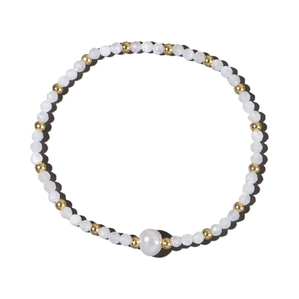 Natural stone geometric ellipse bracelet in various colour options