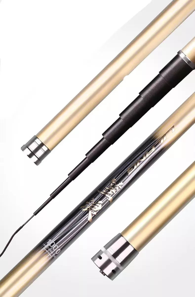 Super Light Nest Fishing Rod in silver and gold, lengths 8-15 meters