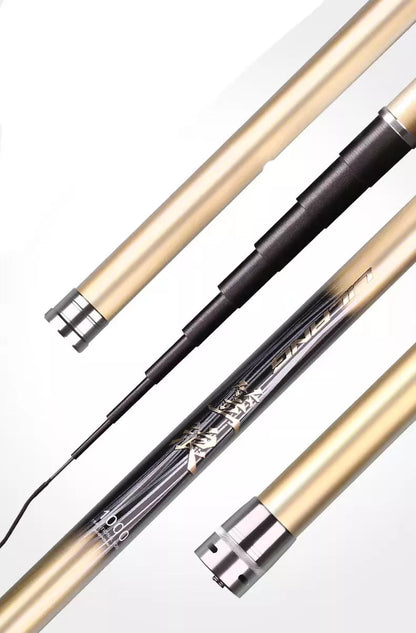 Super Light Nest Fishing Rod in silver and gold, lengths 8-15 meters