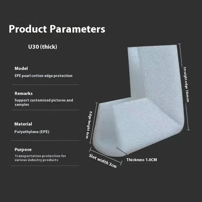 EPE pearl cotton foam corner protectors showing slot design for furniture and door edge protection