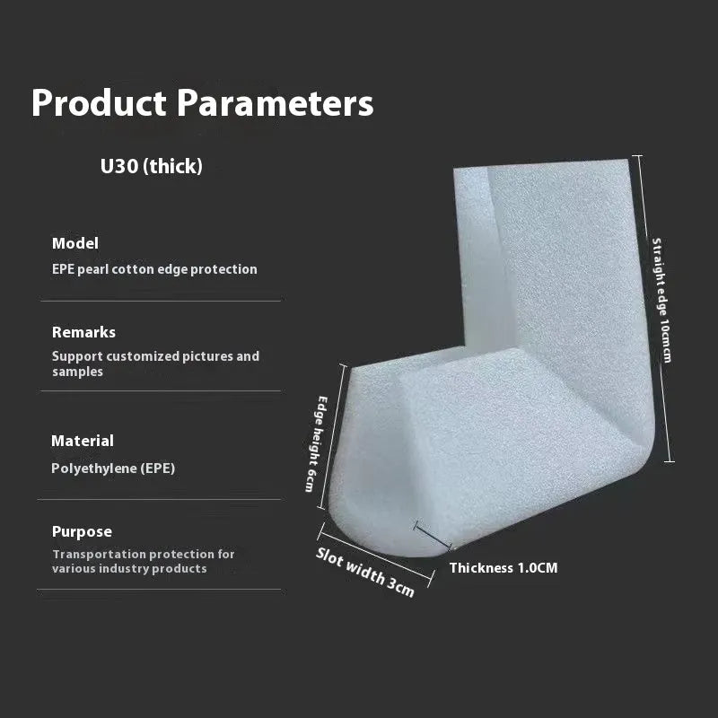 Pearl cotton corner protector furniture door bumper guard, EPE foam padding U10 style with 10mm slot width, pack of 800 corner cushion pads for furniture edges, table legs, and door frame protection