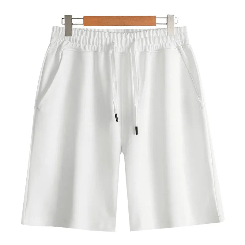 Cotton micro-elastic sports shorts in straight-leg style for summer wear