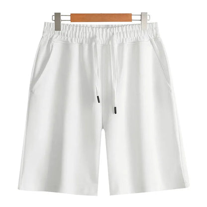 Cotton micro-elastic sports shorts in straight-leg style for summer wear