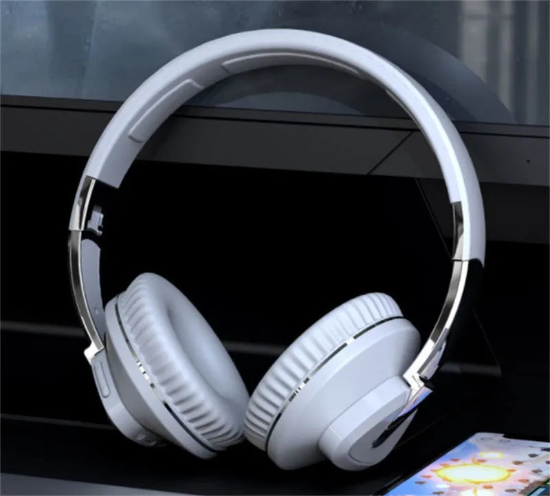 H3 wireless over-ear headset in black showing AUX port and on-ear controls.