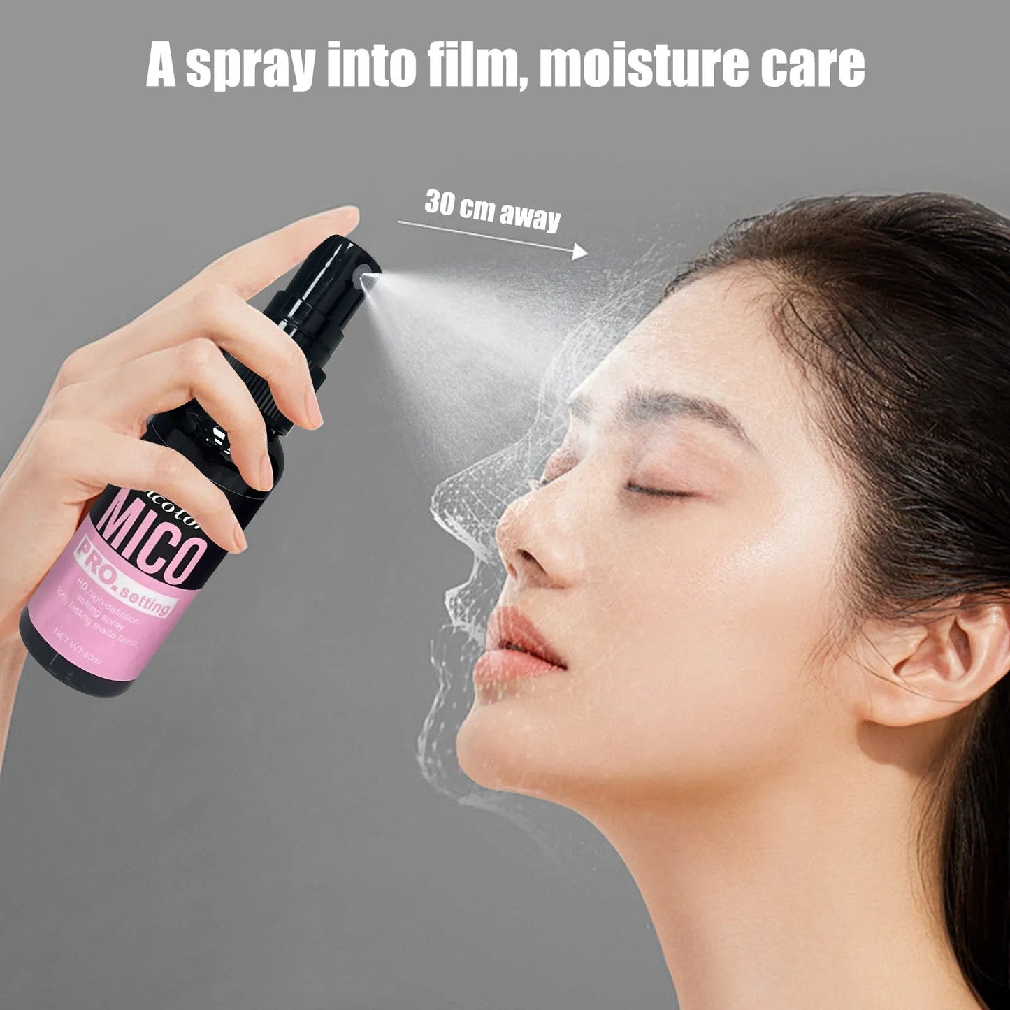 Monochrome makeup primer and setting spray duo bottles, 45ml and 40ml