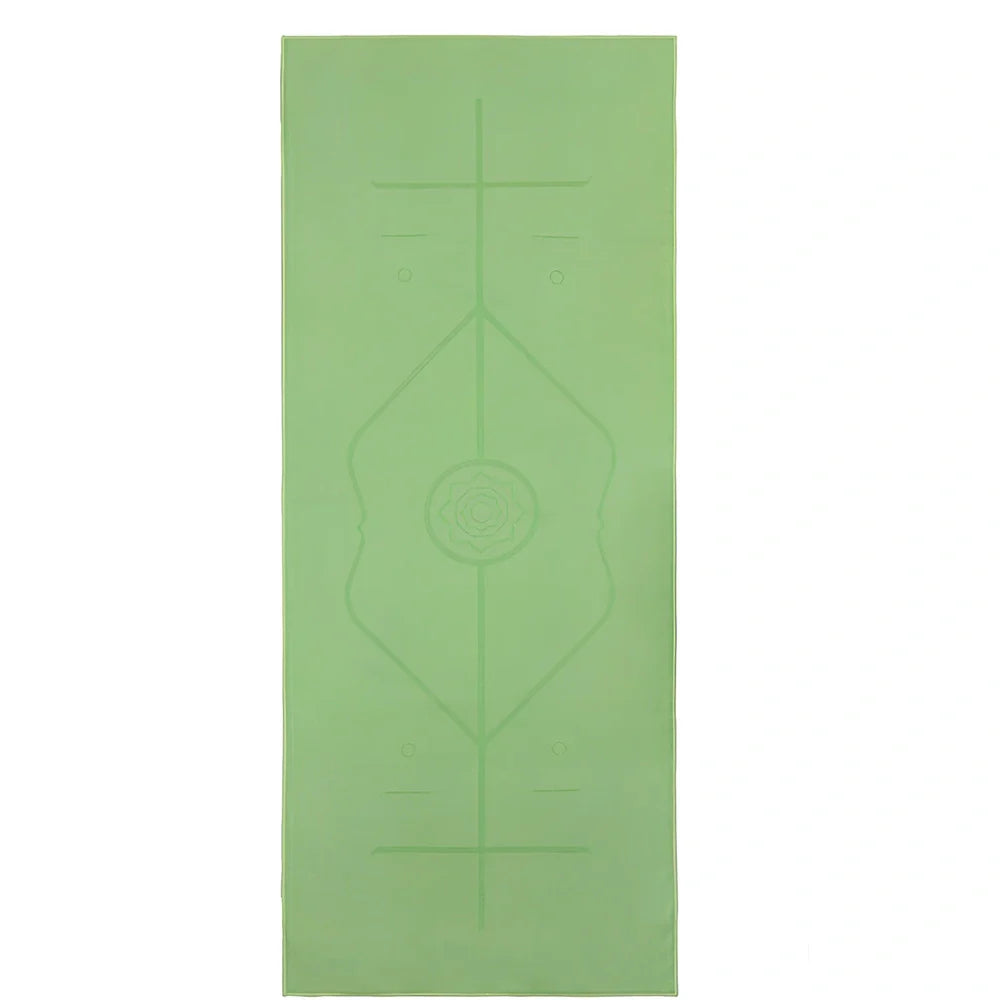 185cm by 68cm yoga towel with 3mm microfiber in six colour options including dark grey and deep sea blue