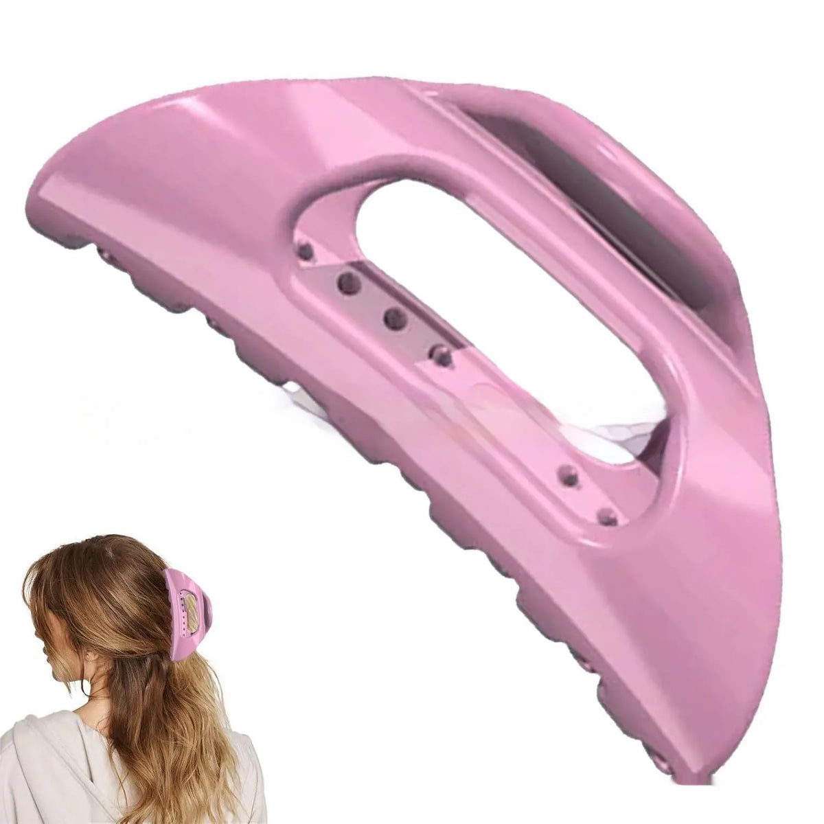 Plain colour plastic French grip hair clip in black, light pink, or cloudy blue for women's everyday hair styling