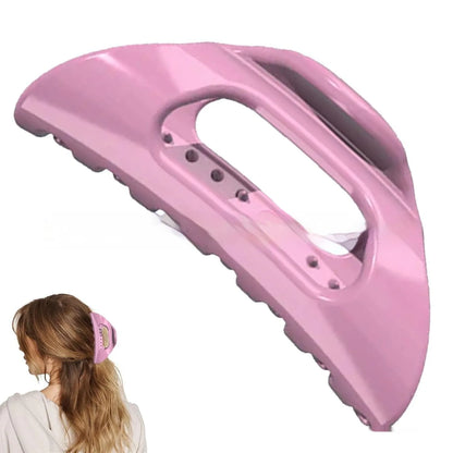Plain colour plastic French grip hair clip in black, light pink, or cloudy blue for women's everyday hair styling