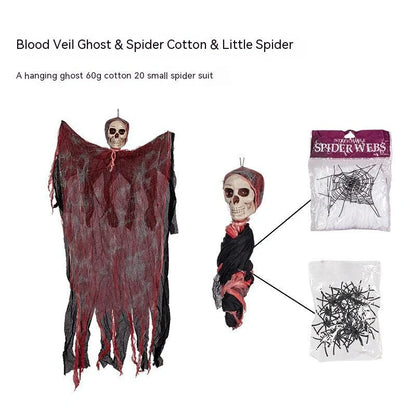 Halloween hanging ghost pendant with dyed blood effect for spooky decor
