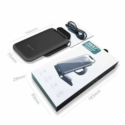 Adjustable three-in-one wireless charging station for smartphones, tablets, and smartwatches with space-saving and safety features