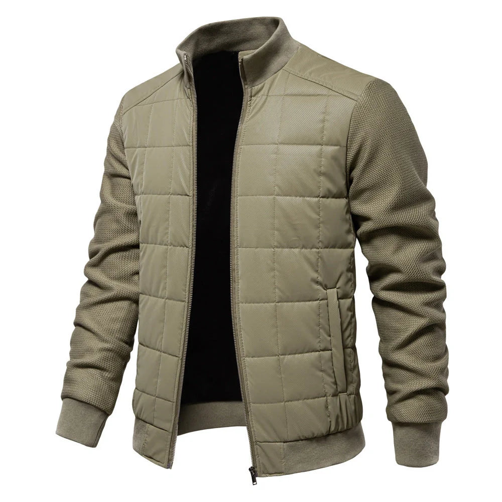 Men's Winter Stand Collar Stitched Zipper Jacket in various colours