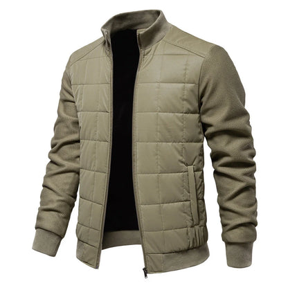 Men's Winter Stand Collar Stitched Zipper Jacket in various colours