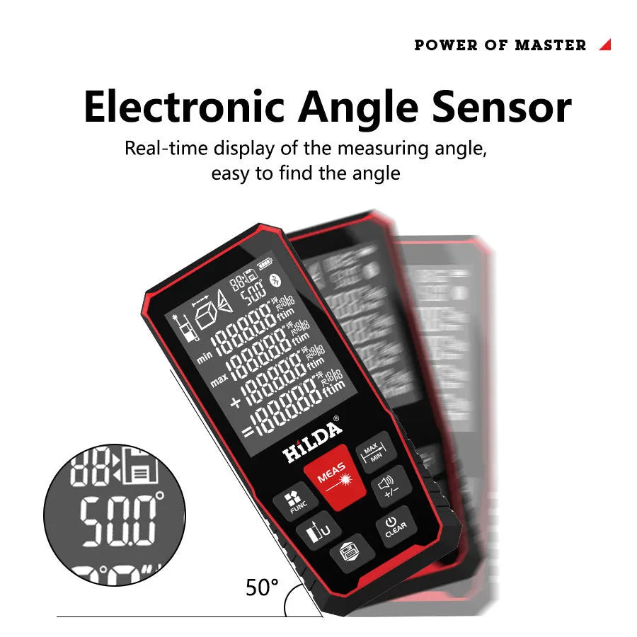 Laser rangefinder measuring device with plastic housing for distance measurement up to 120 m
