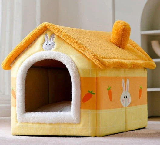 Cozy and Foldable Pet Bed for Dogs and Cats: Premium Synthetic Fur, Self-Warming, and Non-Slip Design