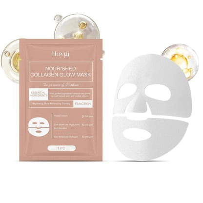 Nourished Collagen Glow Mask sheet facial treatment with hyaluronic acid and collagen ingredients