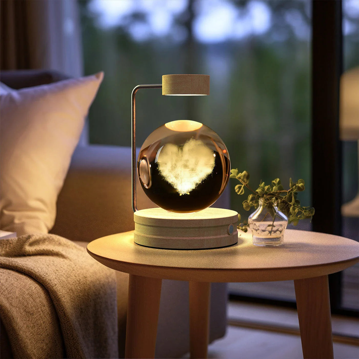 Crystal Ball Cosmic Dinosaur Indoor Night Light with USB Power and Warm Bedside Lighting