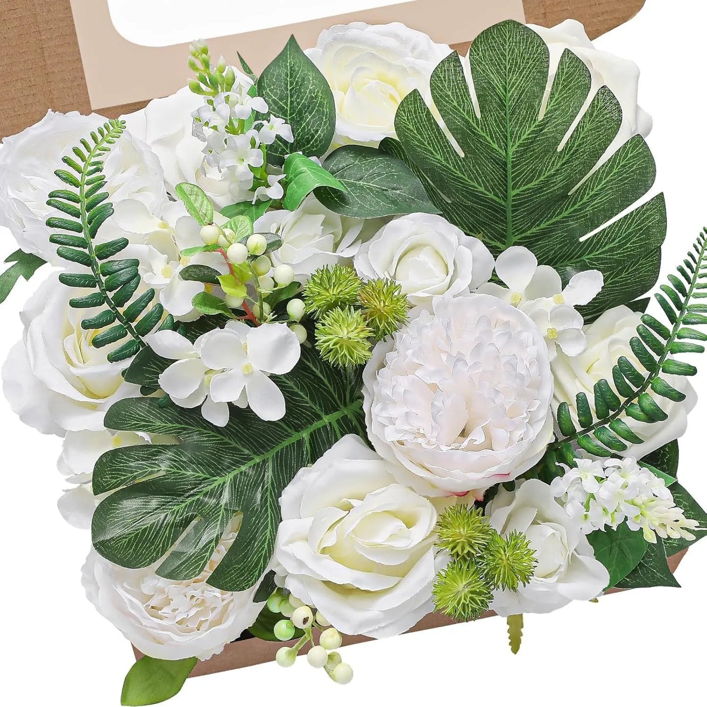 Silk flower wedding simulation box flower for layout planning in a selection of colours.