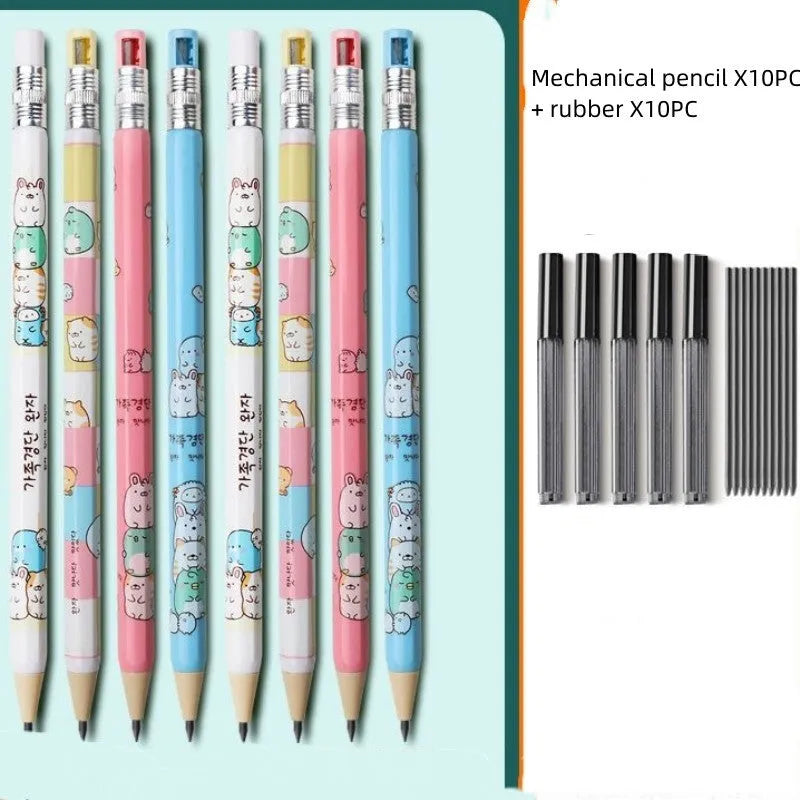 Children's cartoon style mechanical pencil with 2B lead and replacement cores