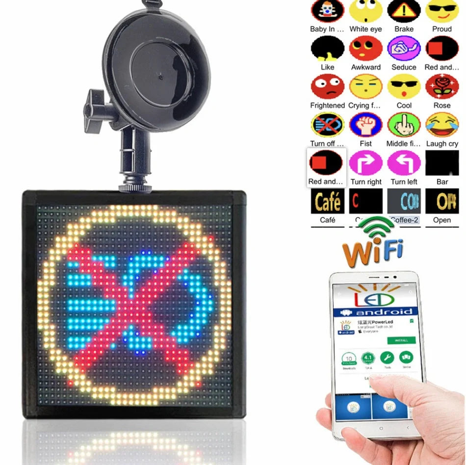 Customisable car rear window LED display with vibrant seven-colour messages