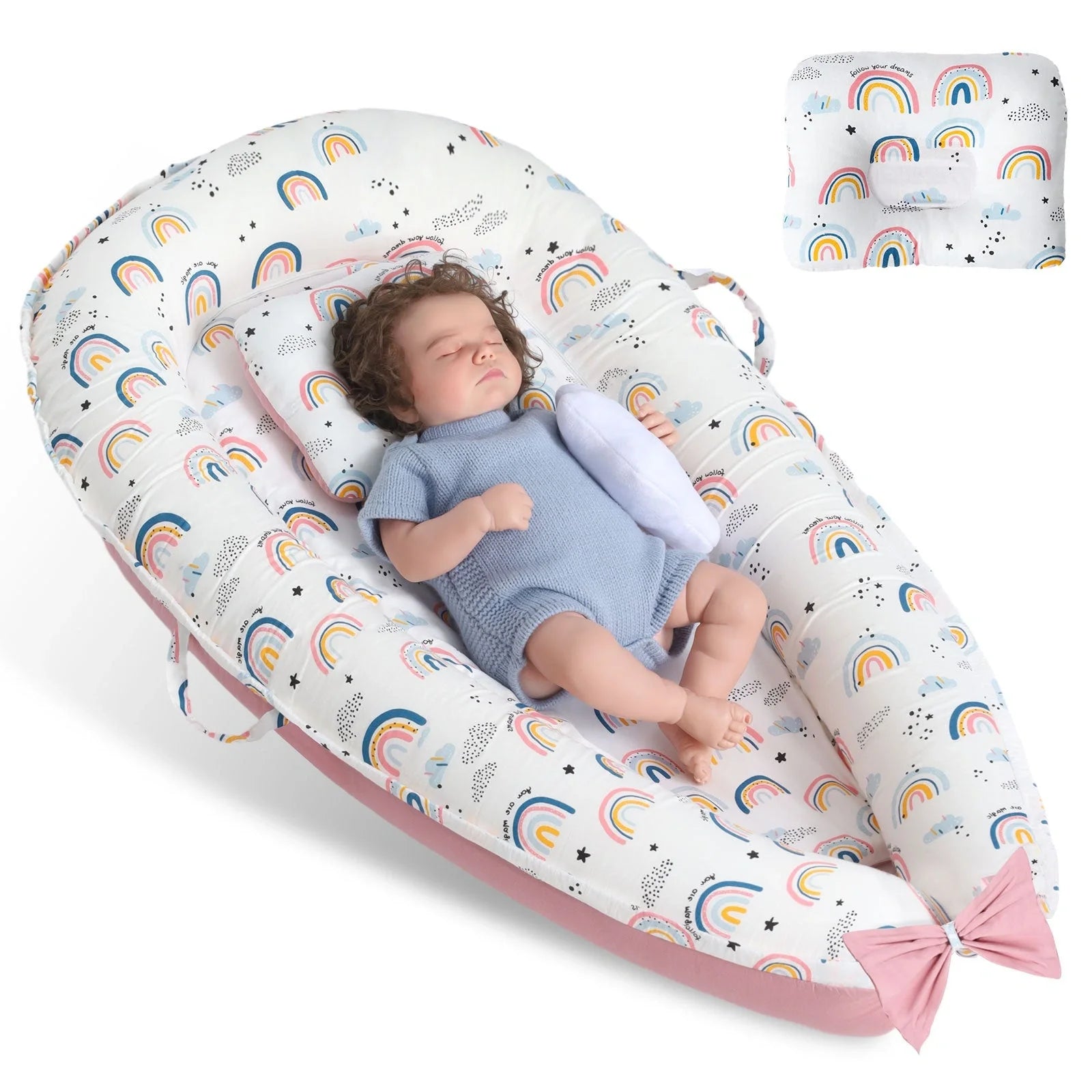 Baby's Crib with detachable pure cotton sleeve and memory foam core
