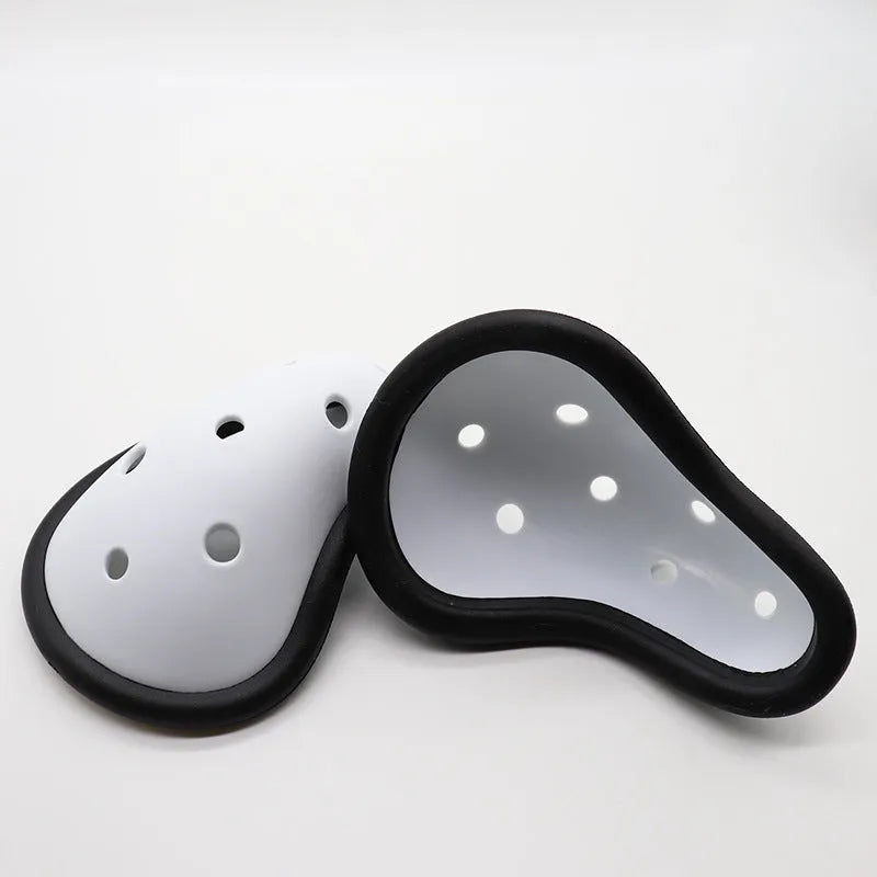 Rubber sports genital protector for adult and children in boxing and hockey.