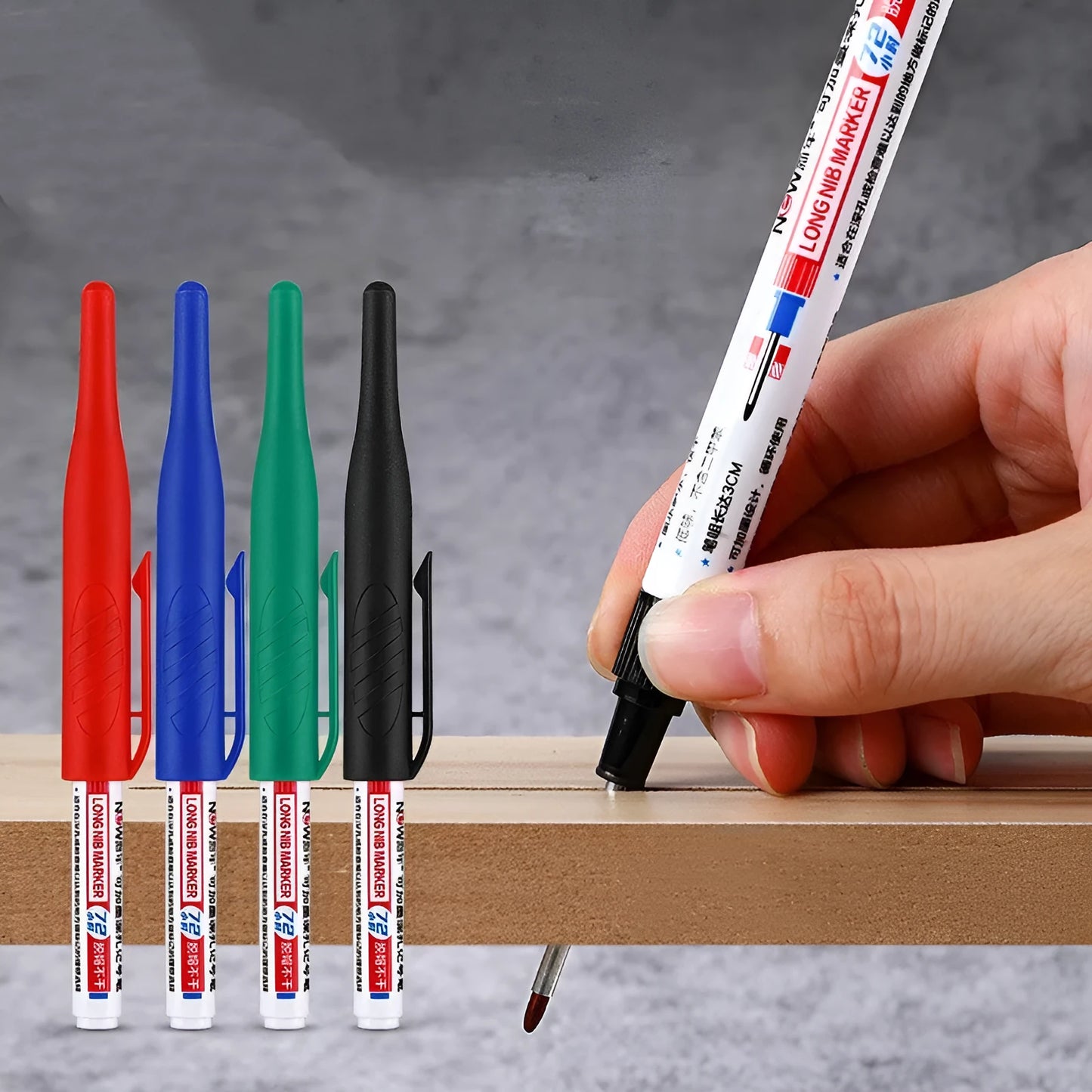 15.2 cm woodworking oil marker with quick-drying waterproof ink in black, red, blue, green