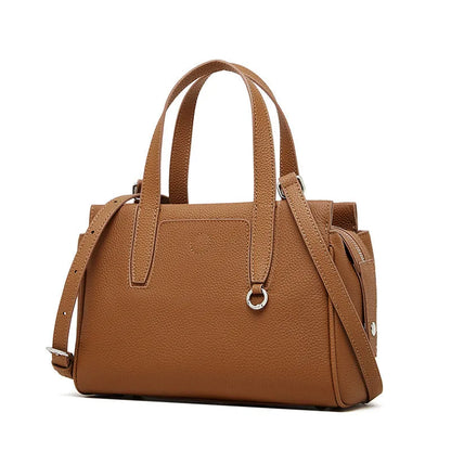Genuine cowhide leather crossbody bag in a horizontal square shape with a single strap.