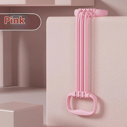 Adjustable chest expander with 6 gear settings in TPE material, available in blue pink or purple