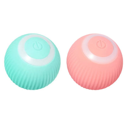 Green automatic rotating ball cat toy with 43mm diameter for interactive pet play