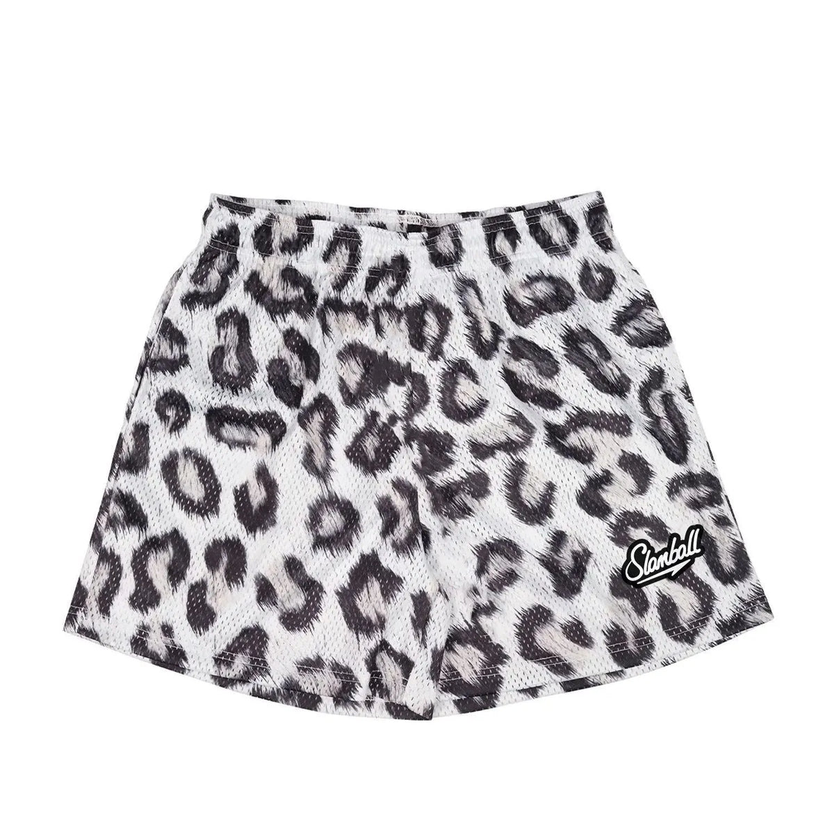 Men's leopard print quick-dry polyester sports shorts for basketball and fitness training