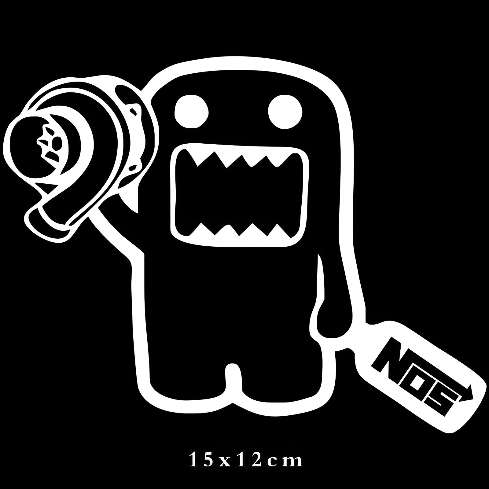 Cartoon funny automobile sticker for car decoration measuring 15x12cm in black or white colour