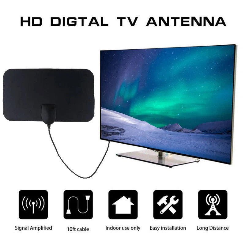 Compact indoor digital TV antenna with ground wave technology for high-definition television reception