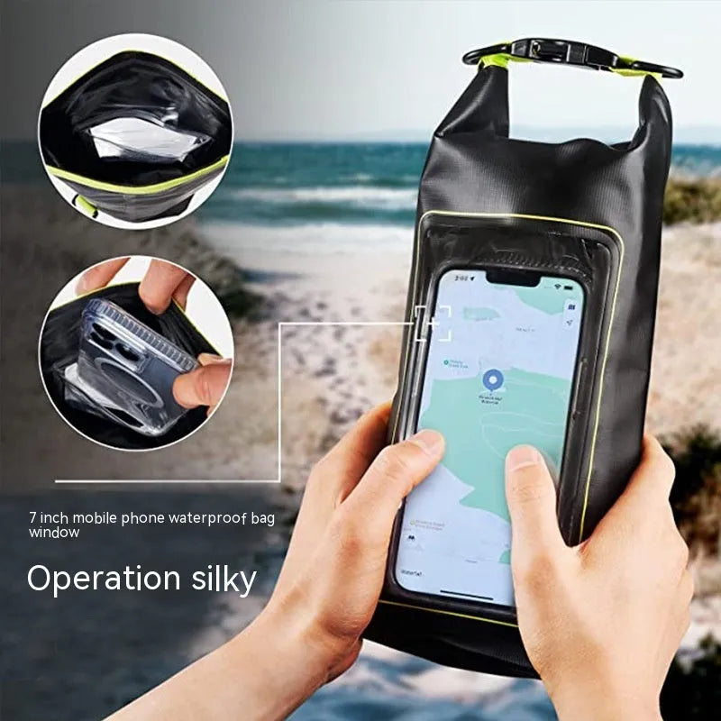 A waterproof crossbody bag in various colours, suitable for carrying a mobile phone outdoors.