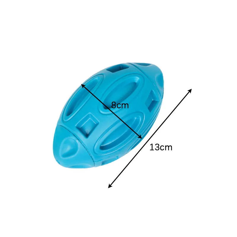Squeaky dog toy for aggressive chewers, natural rubber chew ball with built-in squeaker, durable pet toy suitable for medium and large breed dogs in blue, green, or orange colour options